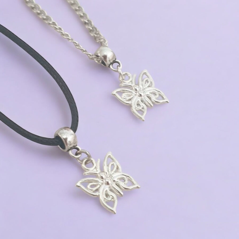 Butterfly Charm Necklace Silver Plated Or Waxed Cord Variable Lengths, Gift Packaged, For Her, Nature - Premium from Etsy - Just £5.49! Shop now at Uniquely Holt