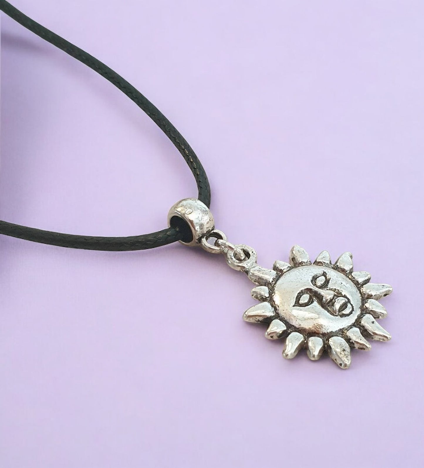 Sun Charm Necklace Silver Plated Or Waxed Cord Variable Lengths, Gift Packaged - Premium from Etsy - Just £5.49! Shop now at Uniquely Holt