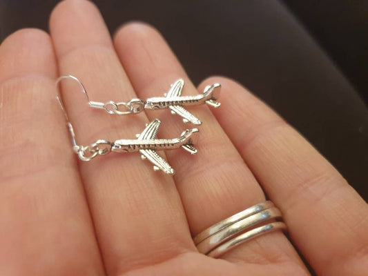 Airplane Dangly Charm Earrings In Gift Bag, Traveller Gifts - Premium from Etsy - Just £4.99! Shop now at Uniquely Holt