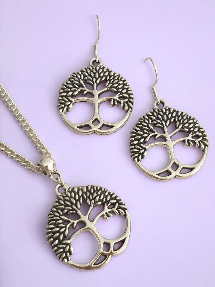 Tree Of Life Charm Jewellery Set, Dangly Earring And Necklace Set In Gift Bag - Premium from Etsy - Just £8.99! Shop now at Uniquely Holt
