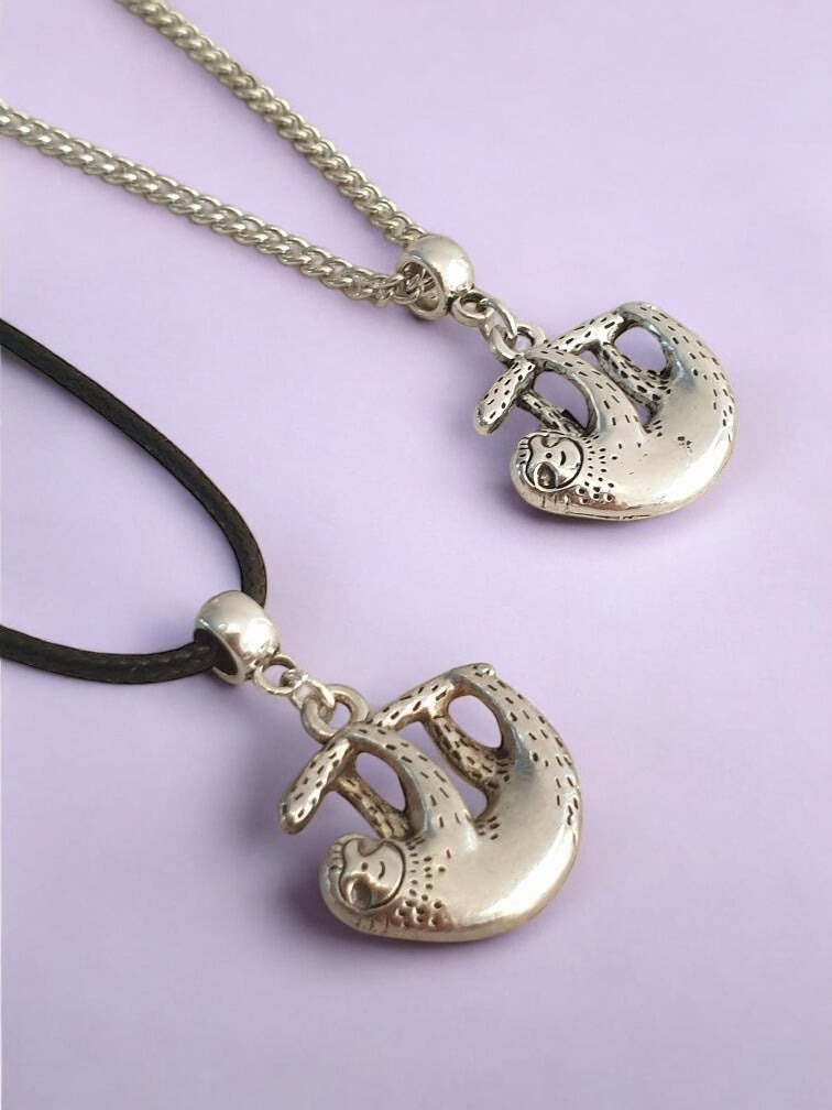 Sloth Charm Necklace Silver Plated Or Waxed Cord Variable Lengths, Gift Packaged - Premium from Etsy - Just £5.49! Shop now at Uniquely Holt
