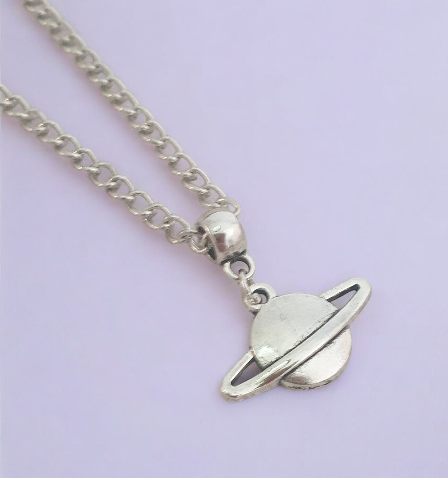 Saturn Moon Charm Necklace Silver Plated Or Waxed Cord Variable Lengths, Gift Packaged - Premium from Etsy - Just £5.49! Shop now at Uniquely Holt