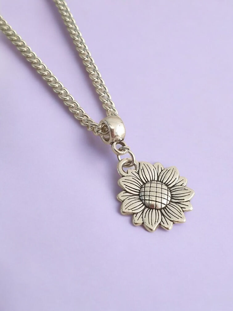 Sunflower Charm Necklace Silver Plated Or Waxed Cord Variable Lengths, Gift Packaged, For Her, Flower Jewellery - Premium from Etsy - Just £5.49! Shop now at Uniquely Holt