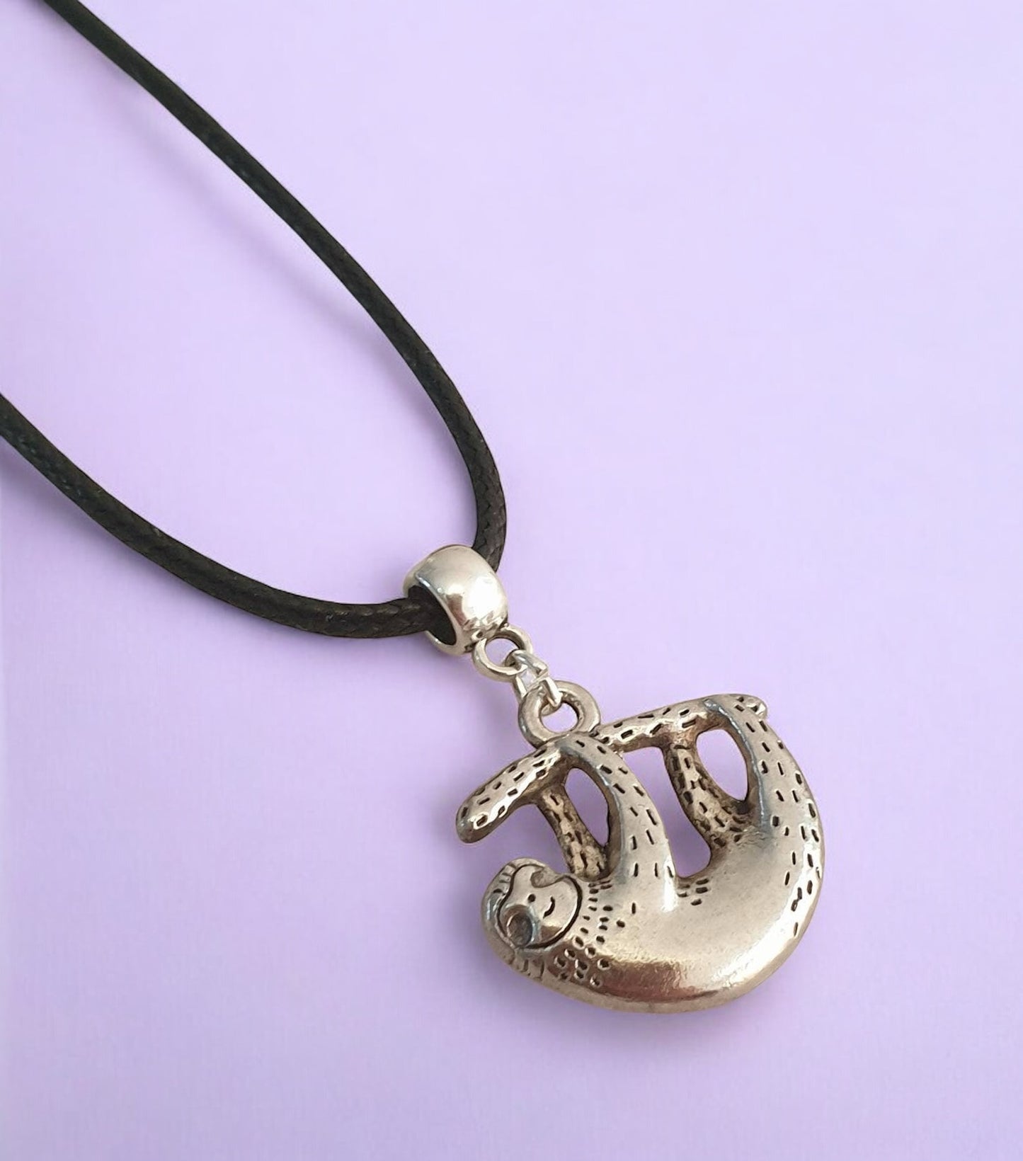 Sloth Charm Necklace Silver Plated Or Waxed Cord Variable Lengths, Gift Packaged - Premium from Etsy - Just £5.49! Shop now at Uniquely Holt