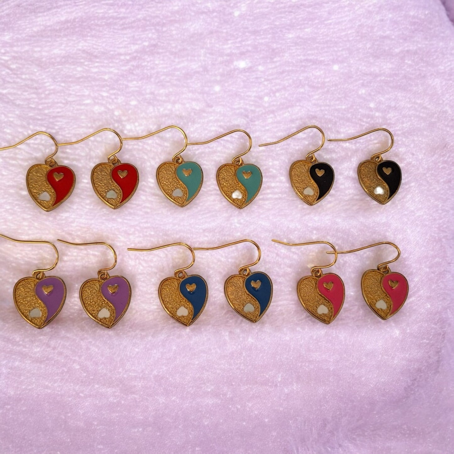 Ying Yang Heart Dangly Earrings - Premium from Uniquely Holt - Just £4.99! Shop now at Uniquely Holt