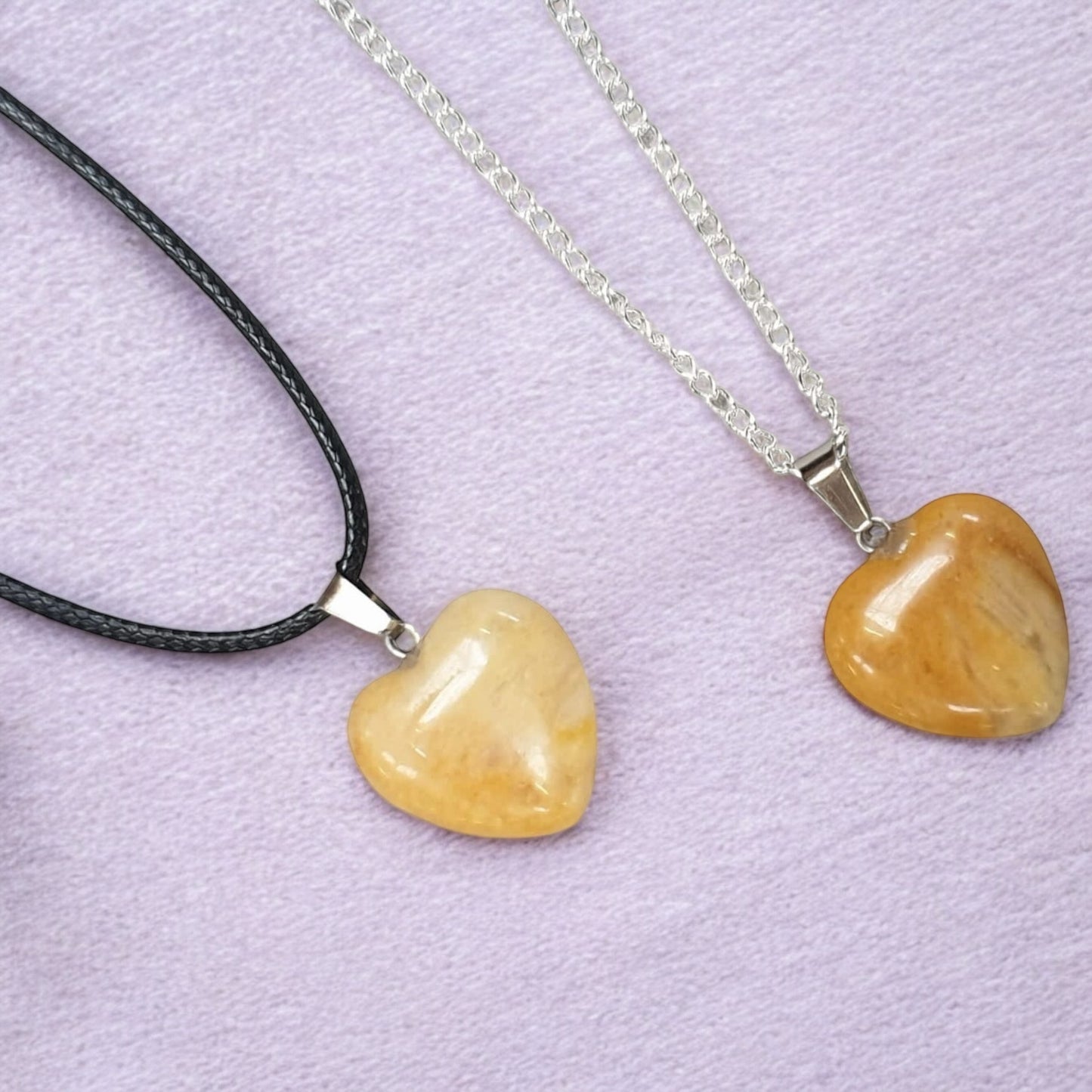 Yellow Jade Heart Gemstone Necklace Cord Or Chain Option - Premium from Uniquely Holt - Just £5.99! Shop now at Uniquely Holt