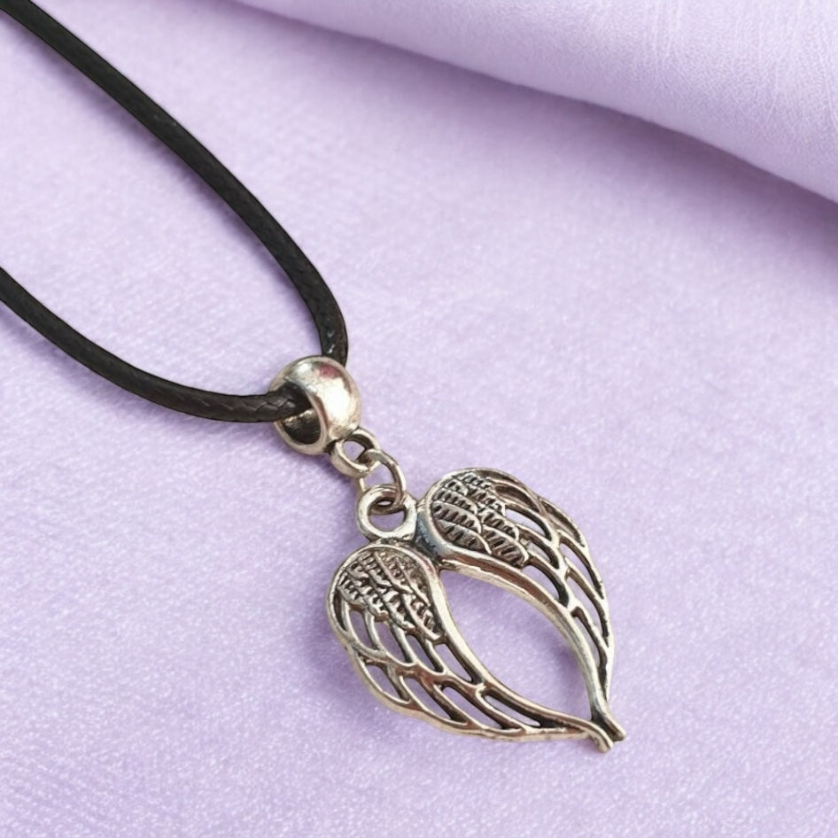 Wings Charm Necklace Silver Plated Or Waxed Cord Variable Lengths, Gift Packaged - Premium from Etsy - Just £5.49! Shop now at Uniquely Holt