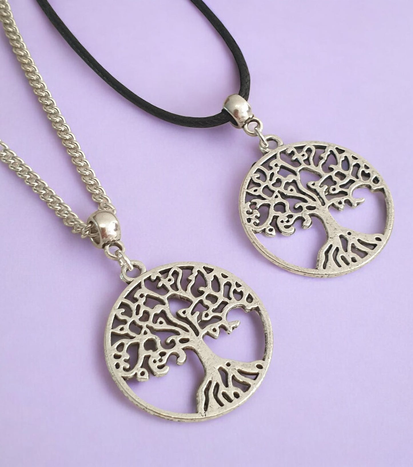 Tree Of Life Charm Necklace Silver Plated Or Waxed Cord Variable Lengths, Gift Packaged - Premium from Etsy - Just £5.49! Shop now at Uniquely Holt