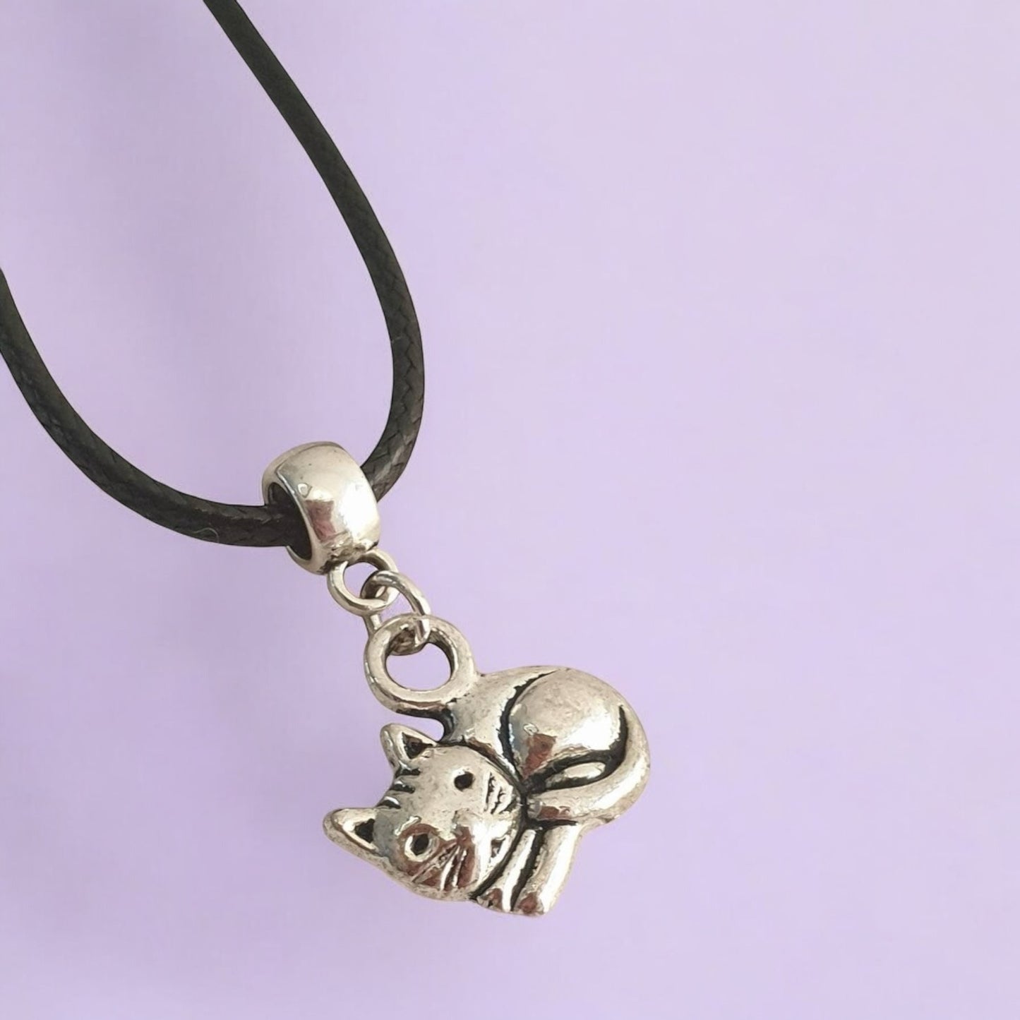 Cat Charm Necklace Silver Plated Or Waxed Cord Variable Lengths, Gift Packaged - Premium from Etsy - Just £5.49! Shop now at Uniquely Holt