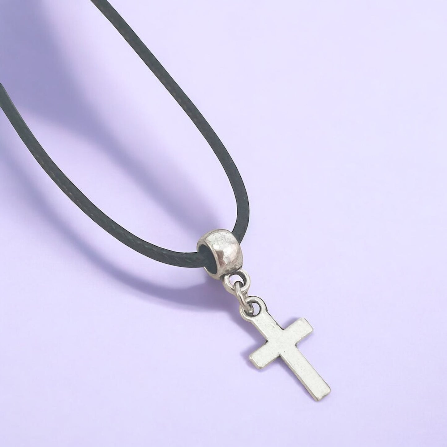 Cross Charm Necklace, Silver Plated Or Waxed Cord Variable Lengths, Gift Packaged - Premium from Etsy - Just £5.49! Shop now at Uniquely Holt