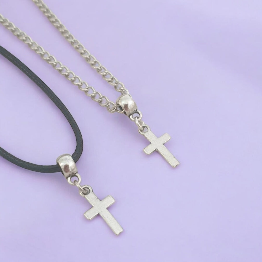 Cross Charm Necklace, Silver Plated Or Waxed Cord Variable Lengths, Gift Packaged - Premium from Etsy - Just £5.49! Shop now at Uniquely Holt