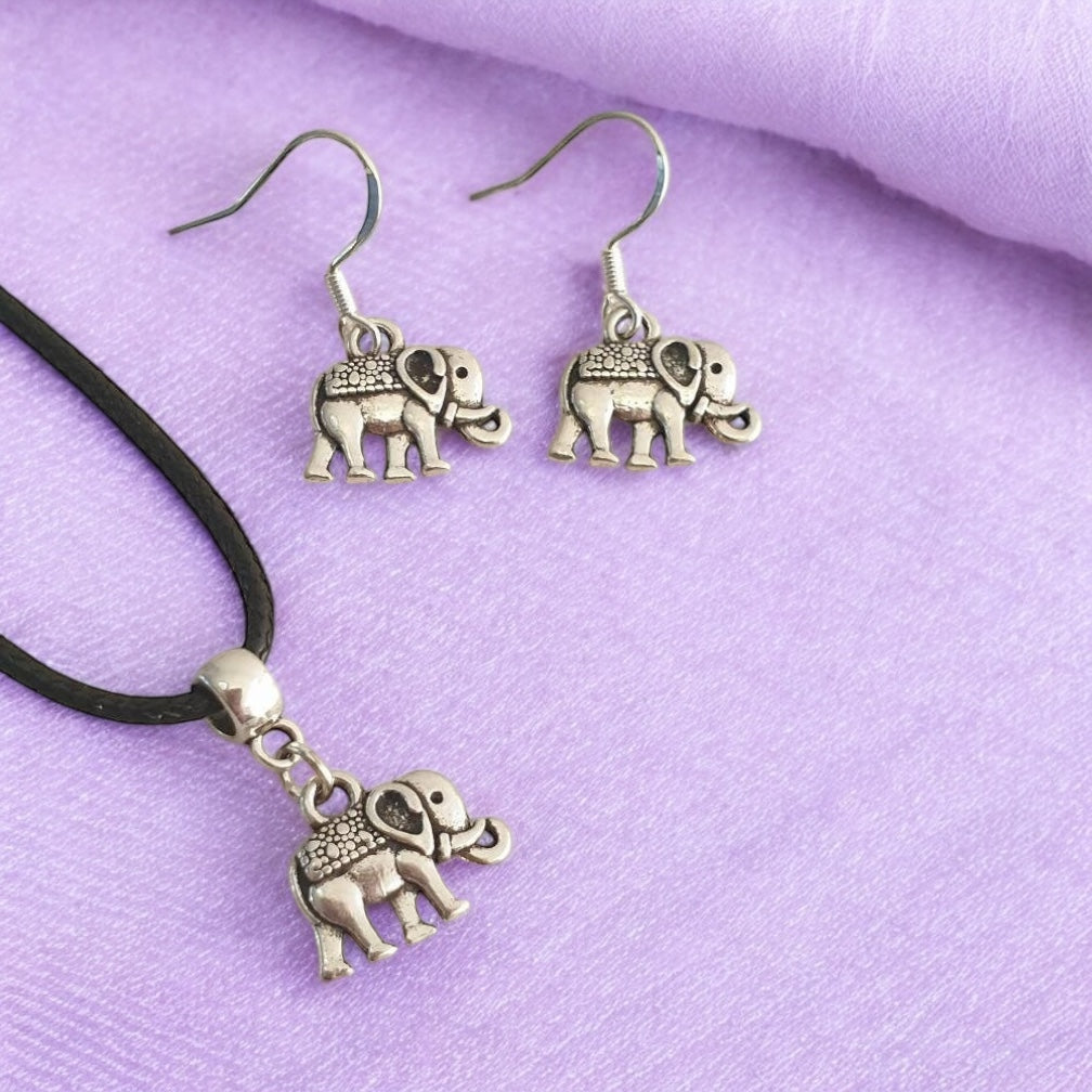 Elephant Charm Jewellery Set, Dangly Earring And Necklace Set In Gift Bag, Elephant Lover - Premium from Etsy - Just £8.99! Shop now at Uniquely Holt