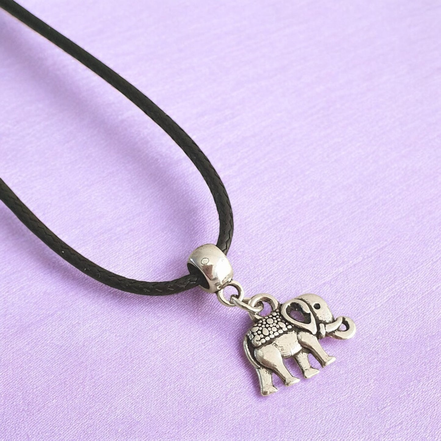 Elephant Charm Necklace Silver Plated Or Waxed Cord Variable Lengths, Gift Packaged - Premium from Etsy - Just £5.49! Shop now at Uniquely Holt