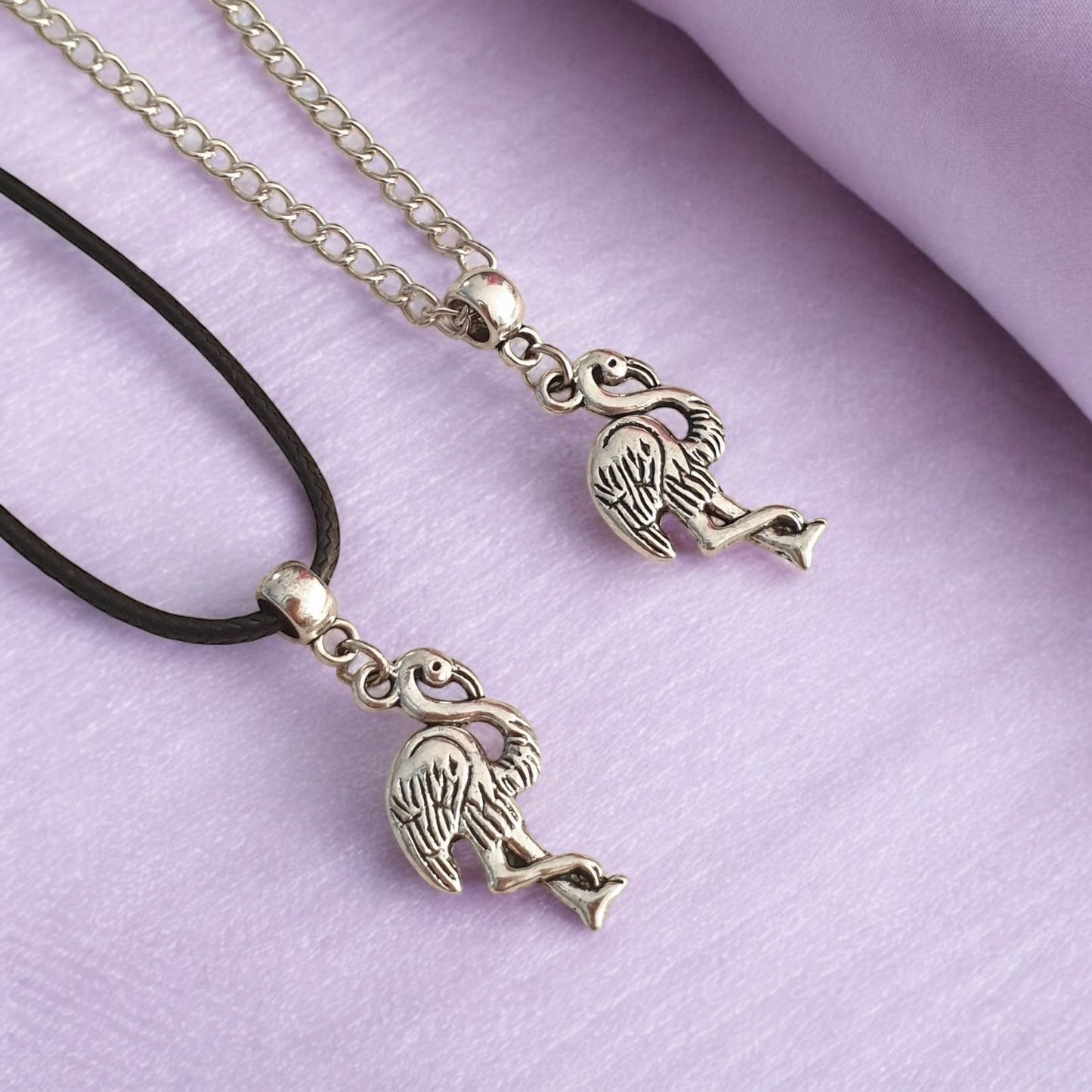 Flamingo Charm Necklace Silver Plated Or Waxed Cord Variable Lengths, Gift Packaged, For Her, Nature - Premium from Etsy - Just £5.49! Shop now at Uniquely Holt