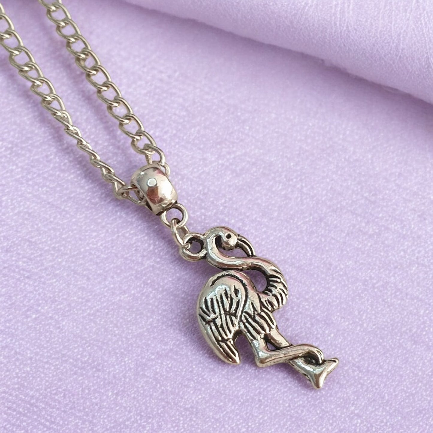 Flamingo Charm Necklace Silver Plated Or Waxed Cord Variable Lengths, Gift Packaged, For Her, Nature - Premium from Etsy - Just £5.49! Shop now at Uniquely Holt
