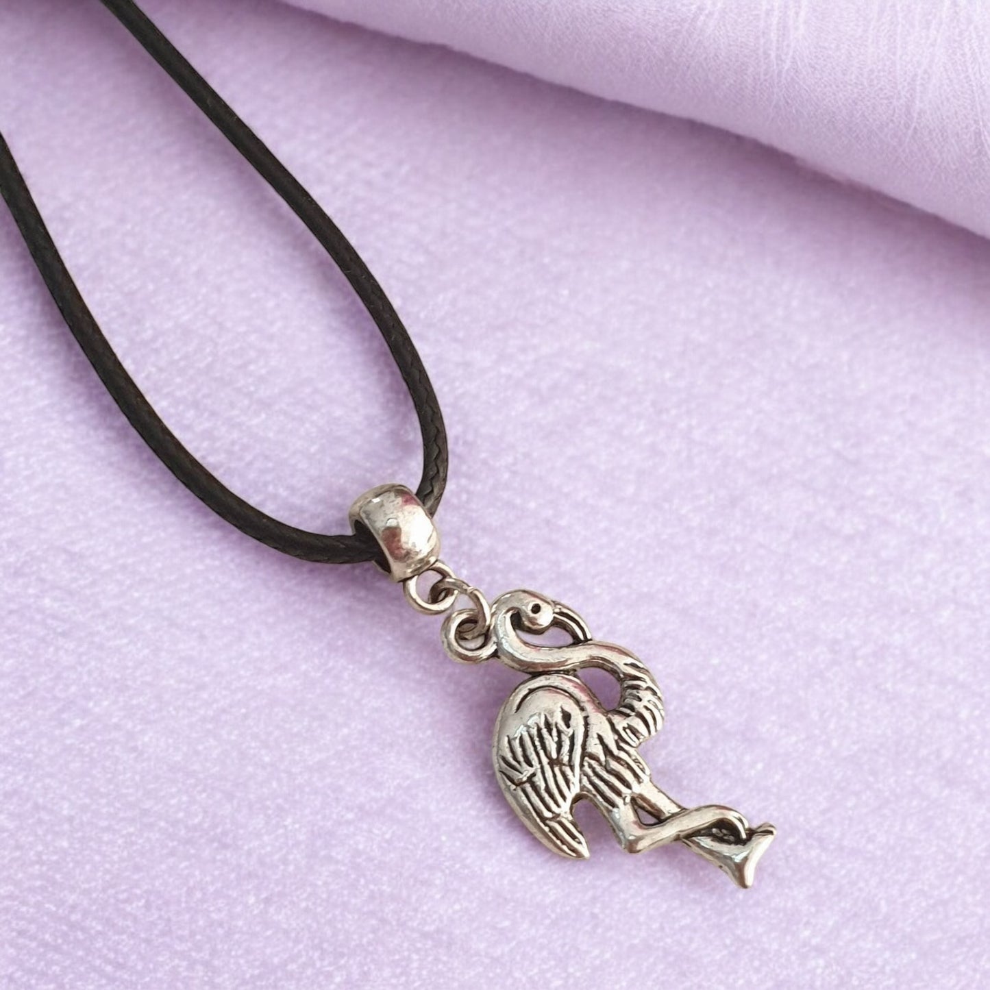 Flamingo Charm Necklace Silver Plated Or Waxed Cord Variable Lengths, Gift Packaged, For Her, Nature - Premium from Etsy - Just £5.49! Shop now at Uniquely Holt
