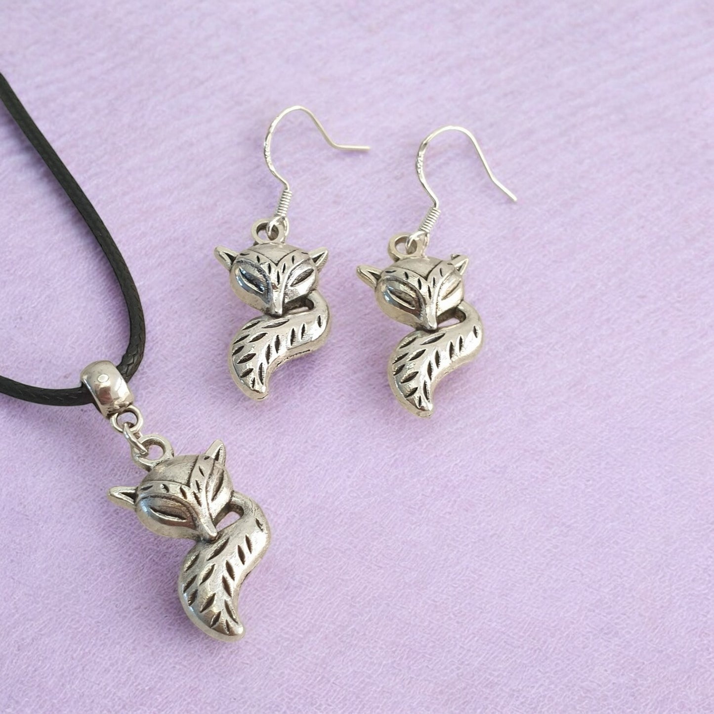 Fox Charm Jewellery Set, Dangly Earring And Necklace Set In Gift Bag, Cord Or Chain Option - Premium from Etsy - Just £8.99! Shop now at Uniquely Holt