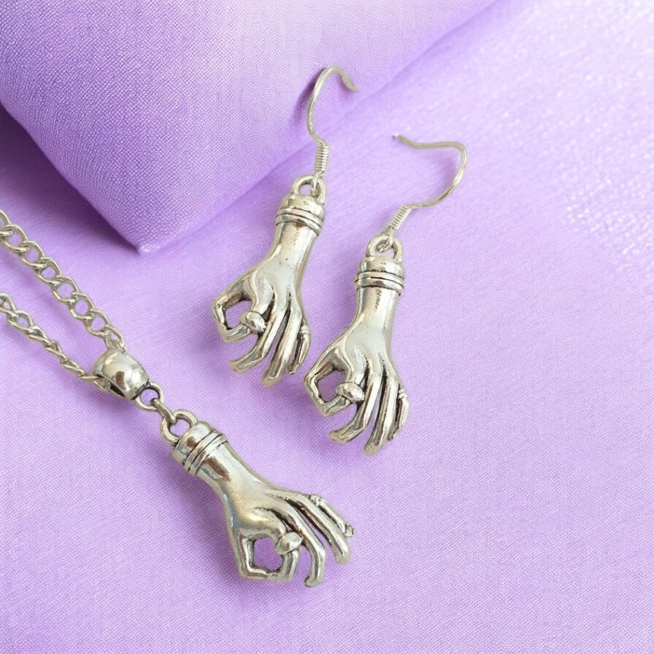 Hand Charm Jewellery Set, Dangly Earring And Necklace Set In Gift Bag, Cord Or Chain Option - Premium from Etsy - Just £8.99! Shop now at Uniquely Holt