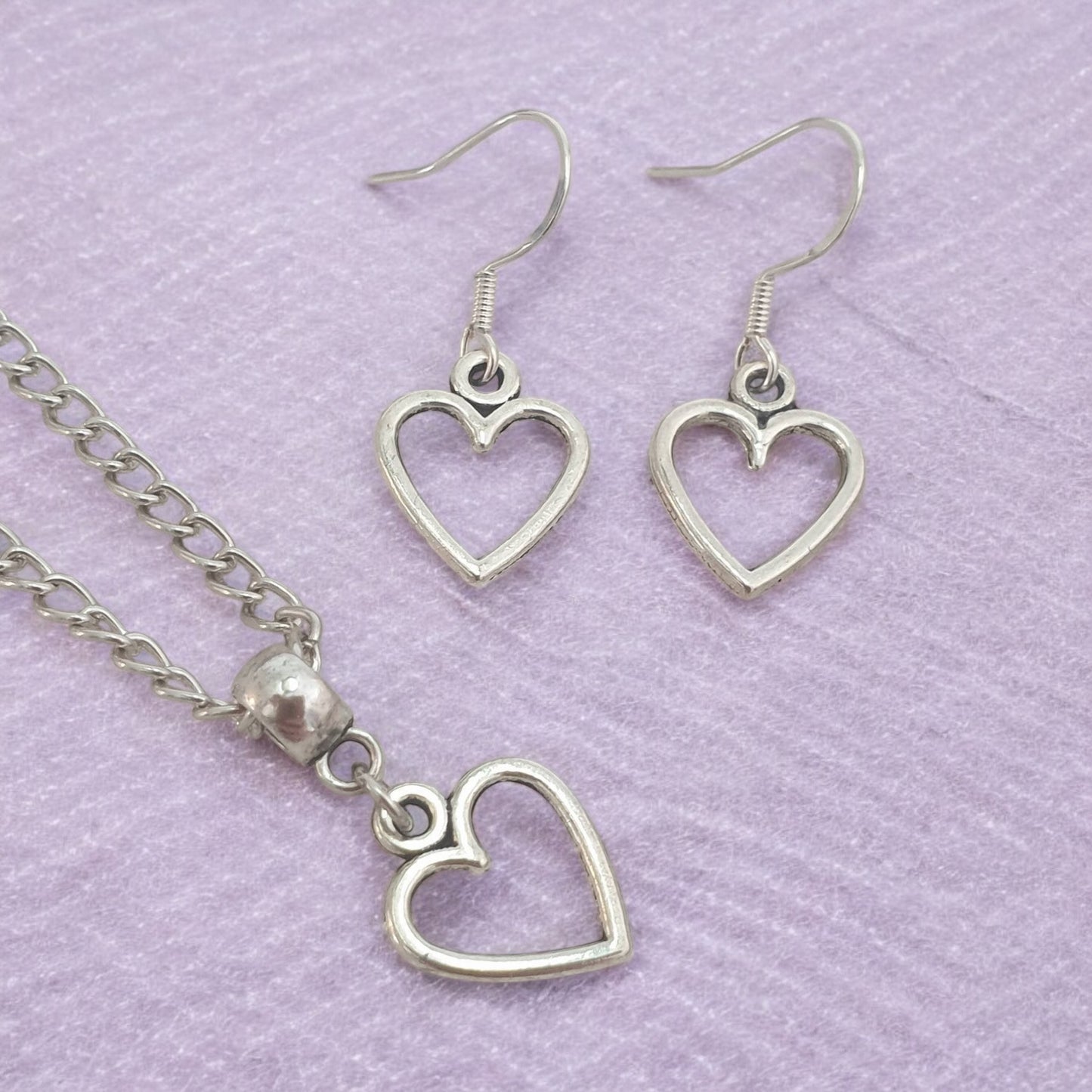 Heart Charm Jewellery Set, Dangly Earring And Necklace Set In Gift Bag - Premium from Etsy - Just £8.99! Shop now at Uniquely Holt