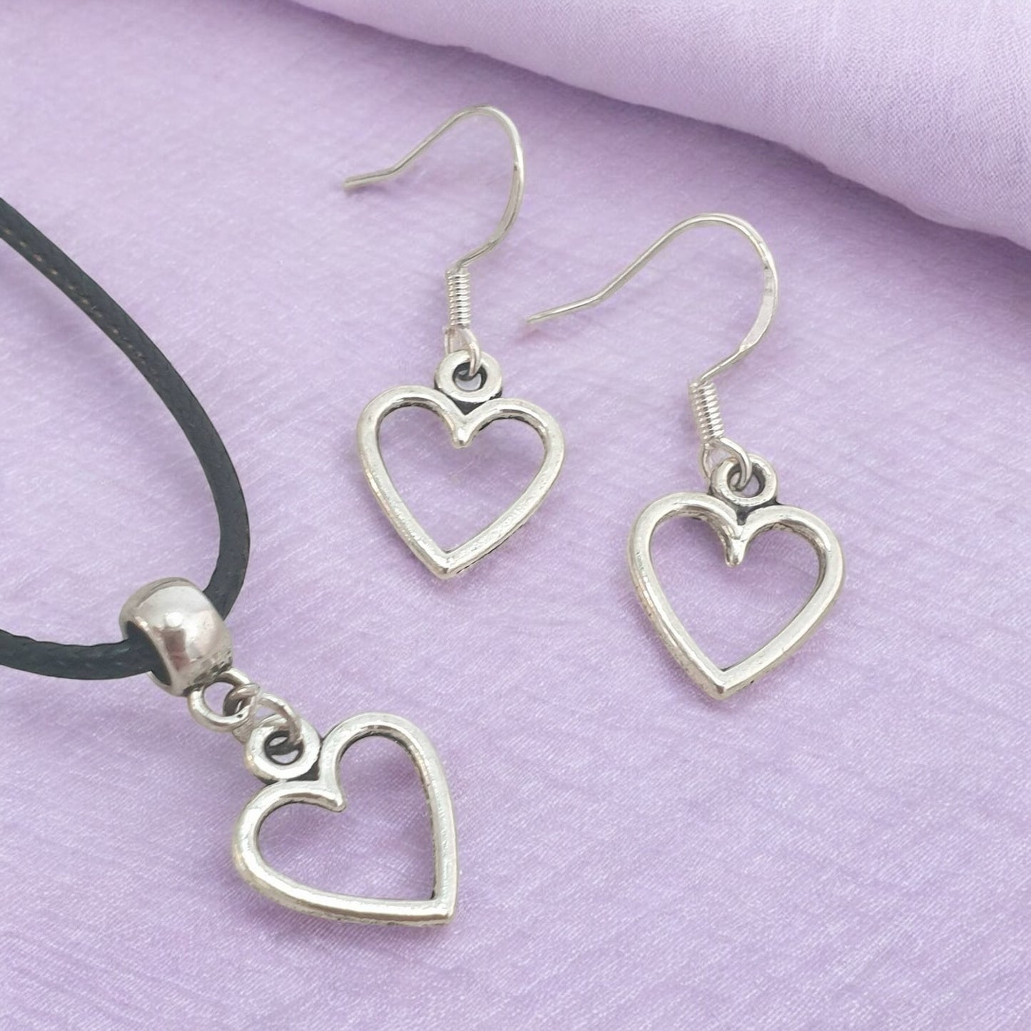Heart Charm Jewellery Set, Dangly Earring And Necklace Set In Gift Bag - Premium from Etsy - Just £8.99! Shop now at Uniquely Holt