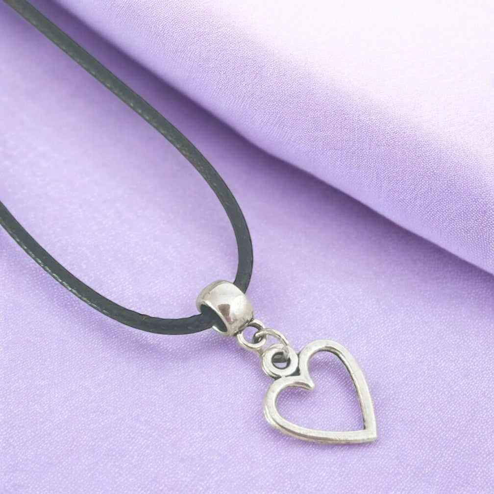 Heart Charm Necklace Silver Plated Or Waxed Cord Variable Lengths, Gift Packaged - Premium from Etsy - Just £5.49! Shop now at Uniquely Holt