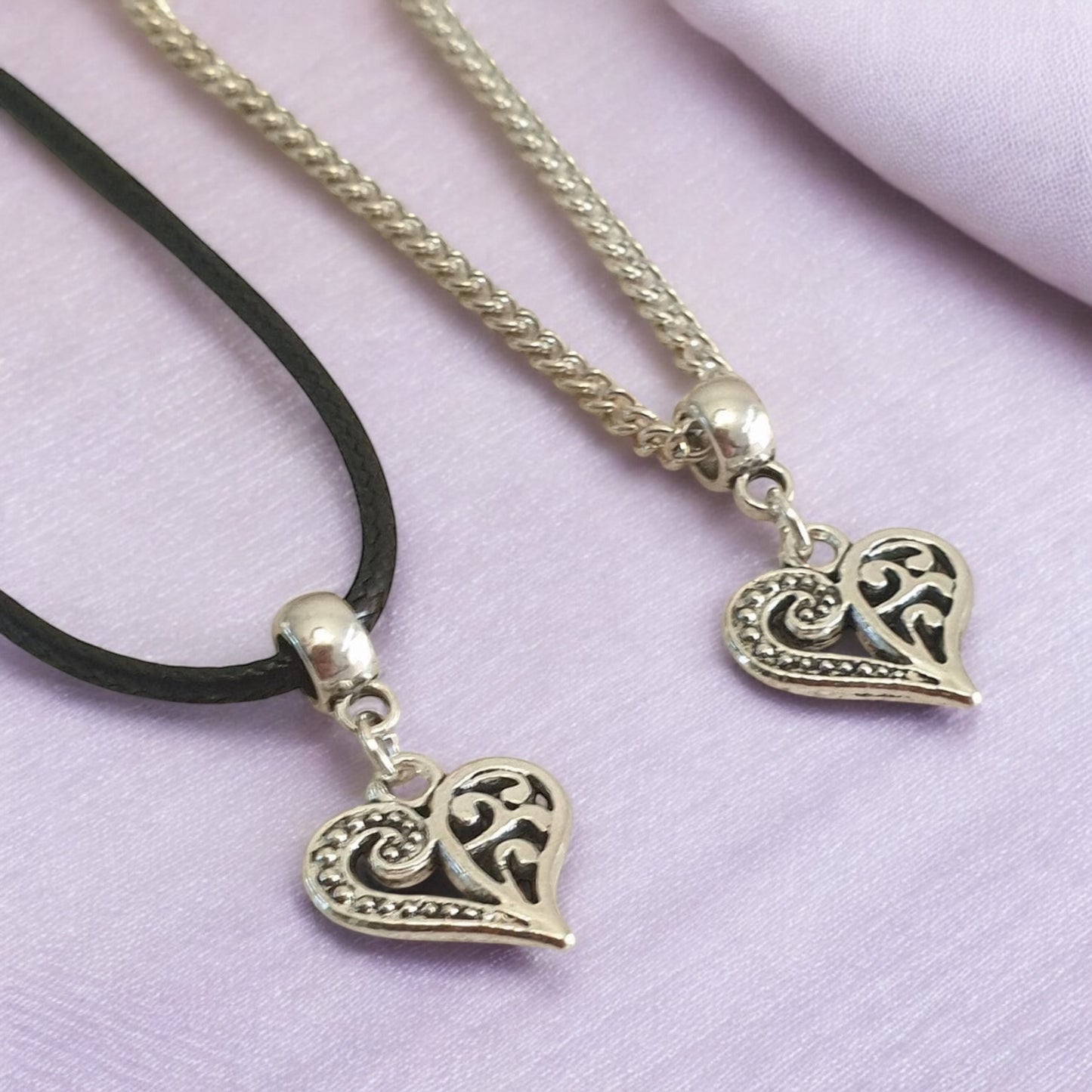 Heart Charm Necklace Silver Plated Or Waxed Cord Variable Lengths, Gift Packaged - Premium from Etsy - Just £5.49! Shop now at Uniquely Holt