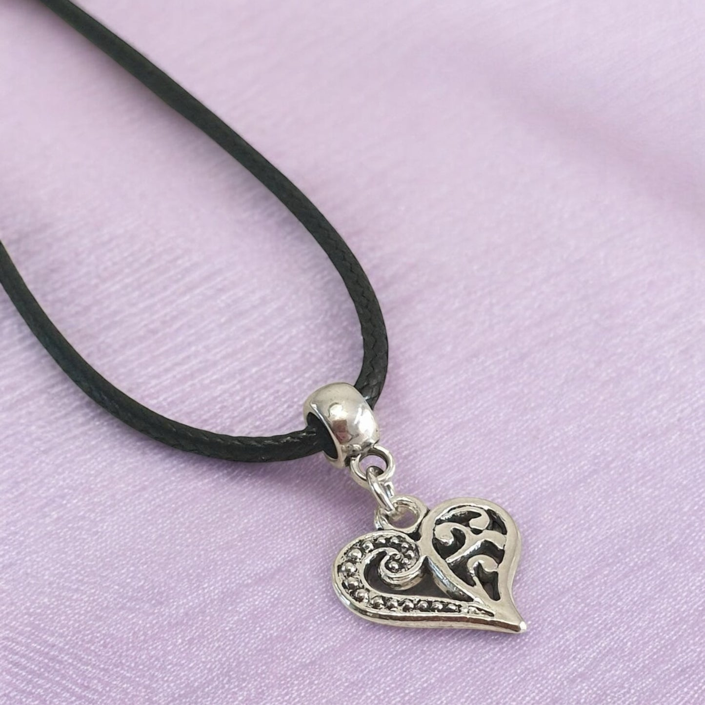 Heart Charm Necklace Silver Plated Or Waxed Cord Variable Lengths, Gift Packaged - Premium from Etsy - Just £5.49! Shop now at Uniquely Holt