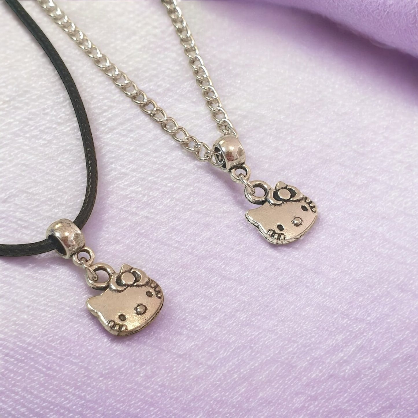 Hello Kitty Inspired Charm Necklace Silver Plated Or Waxed Cord Variable Lengths, Gift Packaged - Premium from Etsy - Just £5.49! Shop now at Uniquely Holt