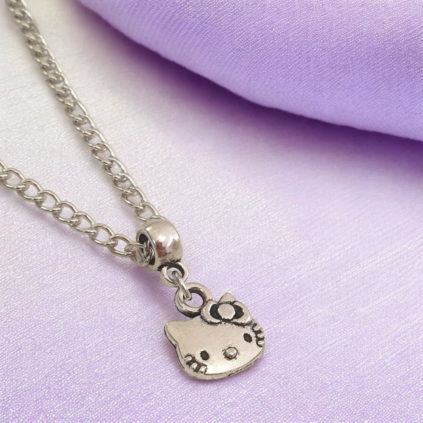Hello Kitty Inspired Charm Necklace Silver Plated Or Waxed Cord Variable Lengths, Gift Packaged - Premium from Etsy - Just £5.49! Shop now at Uniquely Holt