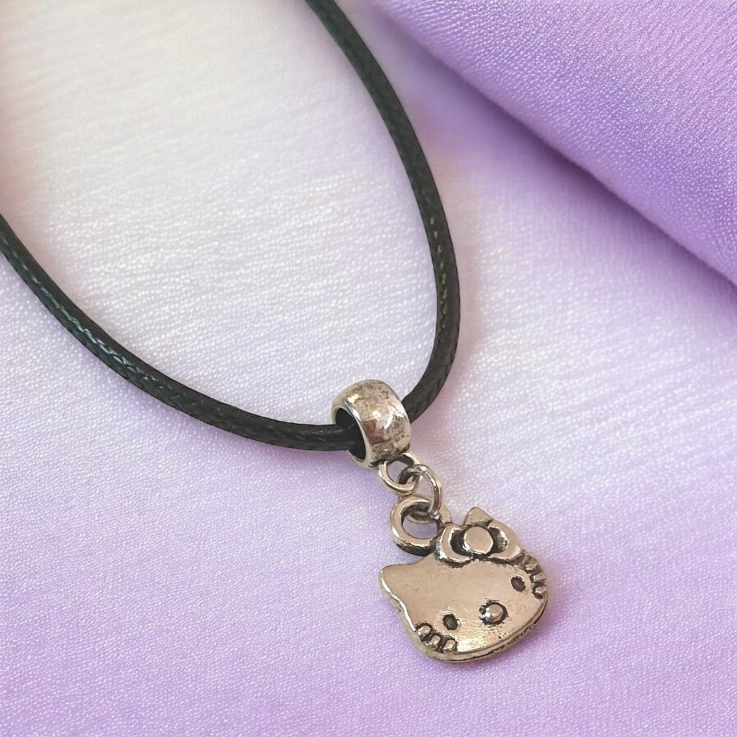 Hello Kitty Inspired Charm Necklace Silver Plated Or Waxed Cord Variable Lengths, Gift Packaged - Premium from Etsy - Just £5.49! Shop now at Uniquely Holt