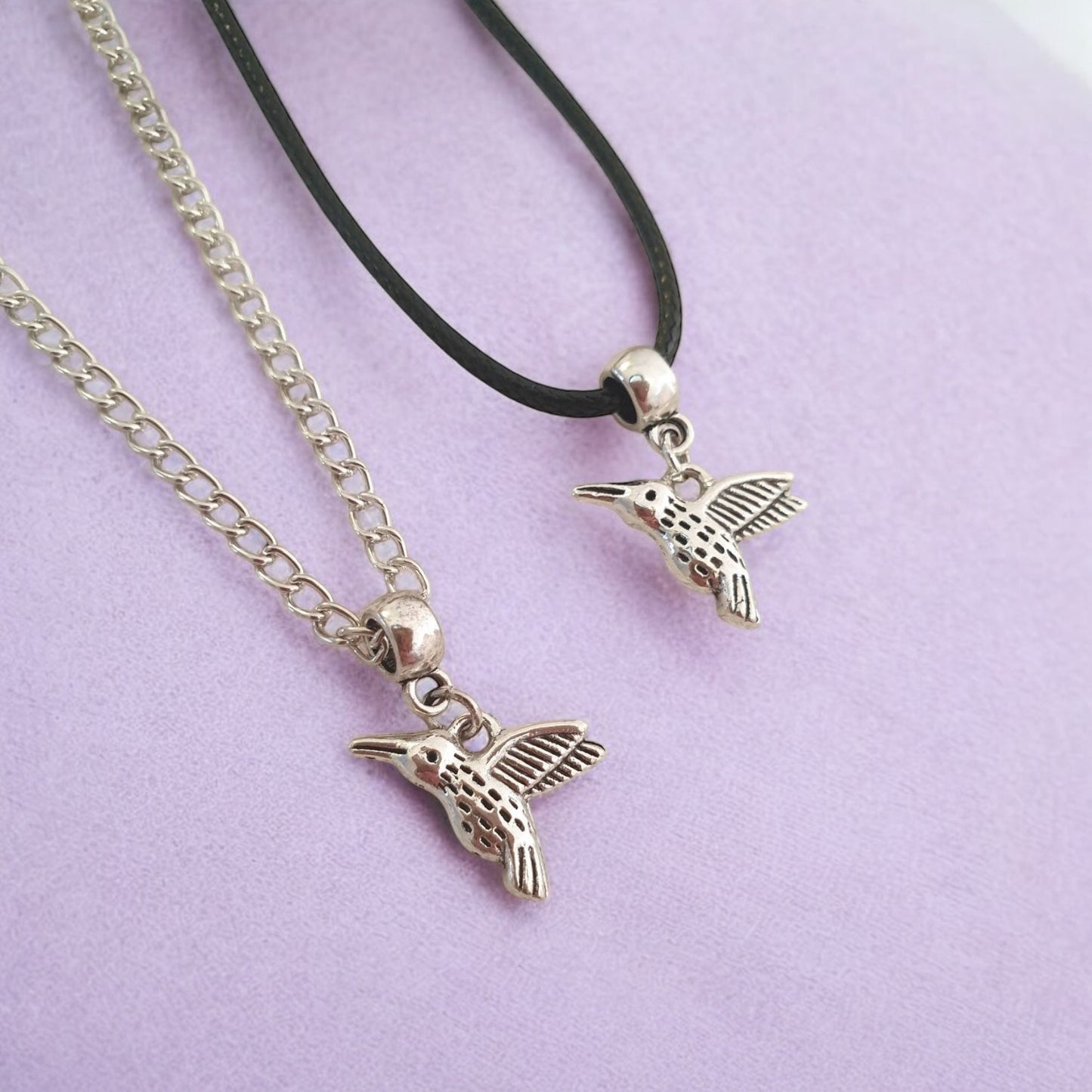 Humming Bird Charm Necklace Silver Plated Or Waxed Cord Variable Lengths, Gift Packaged, For Her, Nature - Premium from Etsy - Just £5.49! Shop now at Uniquely Holt
