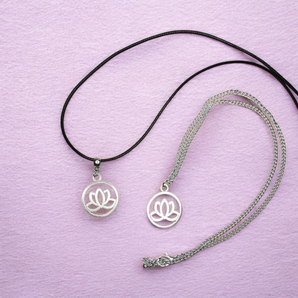 Lotus Charm Necklace Silver Plated Or Waxed Cord Variable Lengths, Gift Packaged - Premium from Etsy - Just £5.49! Shop now at Uniquely Holt