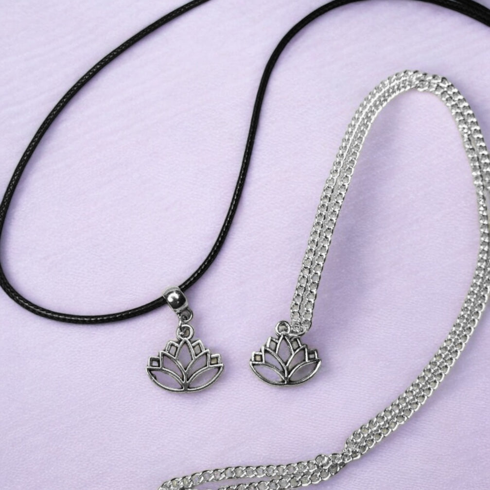Lotus Charm Necklace Silver Plated Or Waxed Cord Variable Lengths, Gift Packaged - Premium from Etsy - Just £5.49! Shop now at Uniquely Holt