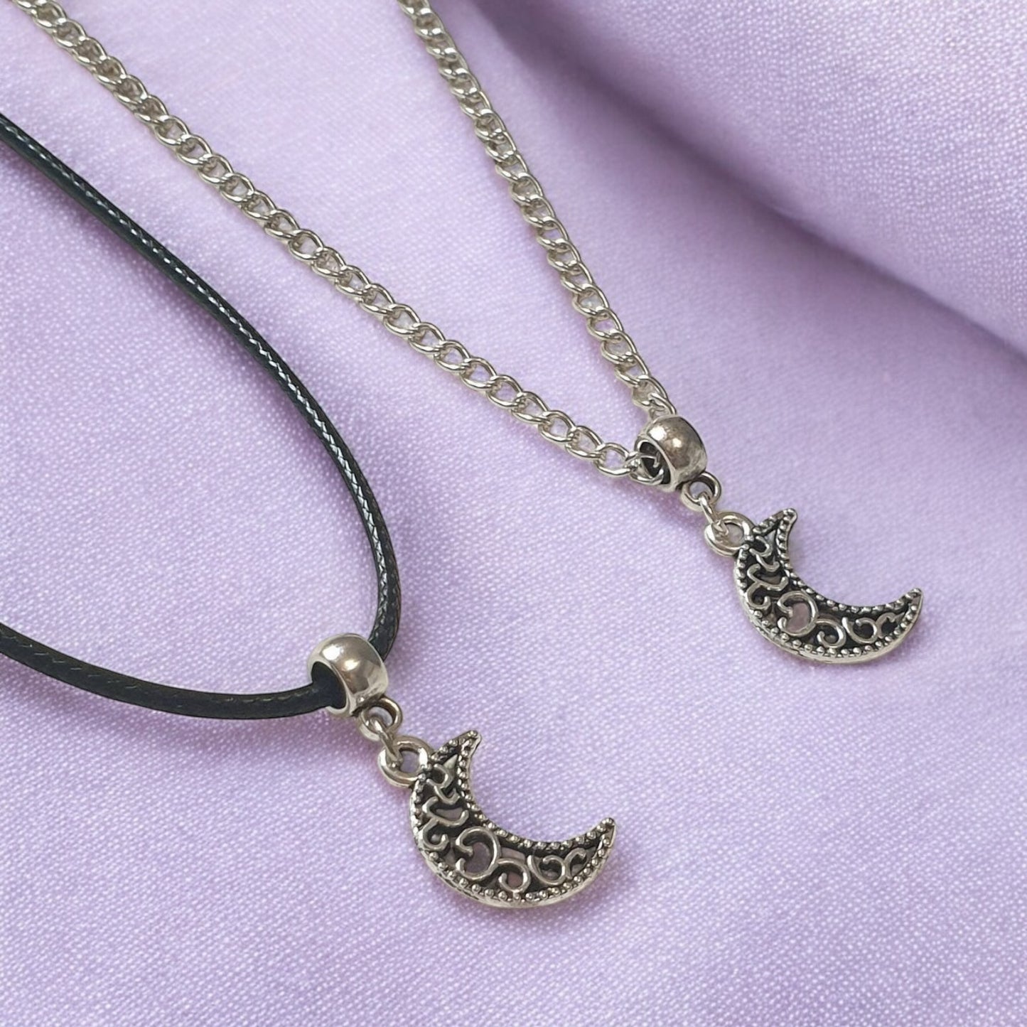 Moon Charm Necklace Silver Plated Or Waxed Cord Variable Lengths, Gift Packaged - Premium from Etsy - Just £5.49! Shop now at Uniquely Holt