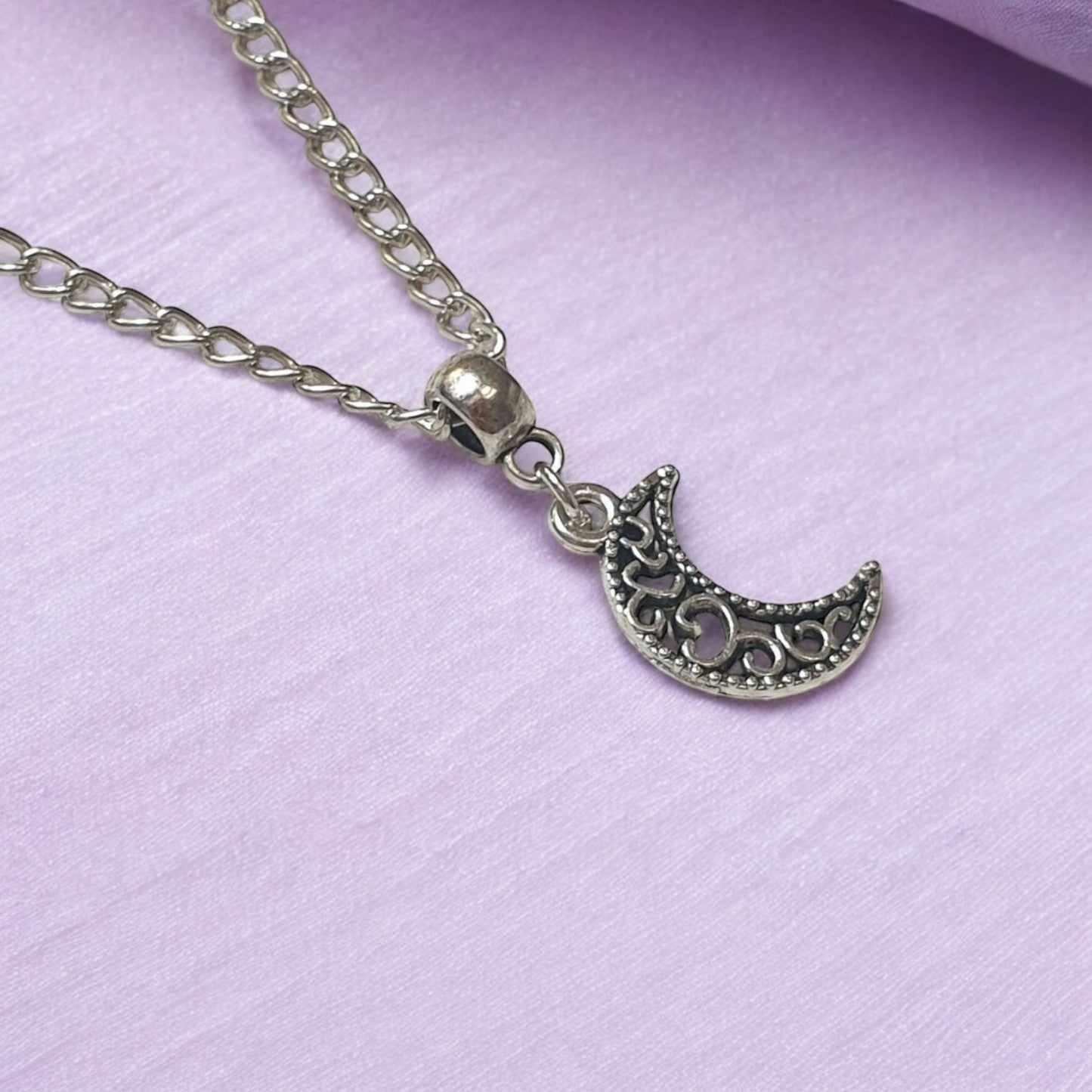 Moon Charm Necklace Silver Plated Or Waxed Cord Variable Lengths, Gift Packaged - Premium from Etsy - Just £5.49! Shop now at Uniquely Holt