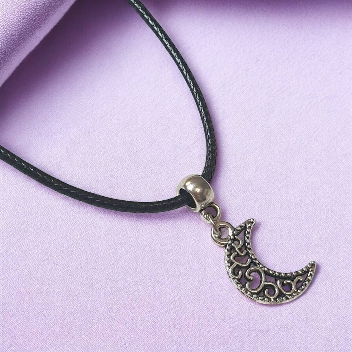 Moon Charm Necklace Silver Plated Or Waxed Cord Variable Lengths, Gift Packaged - Premium from Etsy - Just £5.49! Shop now at Uniquely Holt