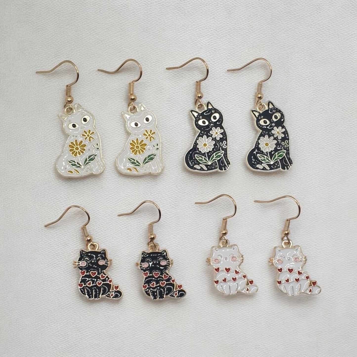 Novelty Enamel Cat Earrings - Premium from Uniquely Holt - Just £4.99! Shop now at Uniquely Holt