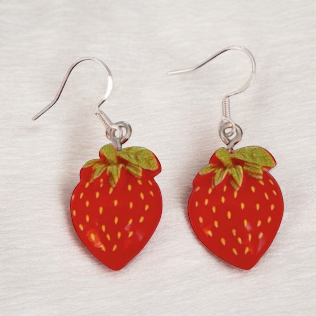 Novelty Strawberry Dangly Earrings - Premium from Uniquely Holt - Just £4.99! Shop now at Uniquely Holt