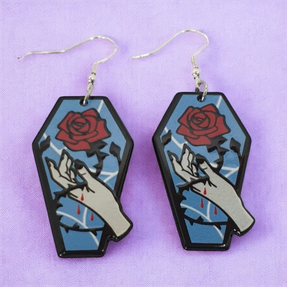 Acrylic Coffin Dangly Earrings - Premium from Uniquely Holt - Just £4.99! Shop now at Uniquely Holt
