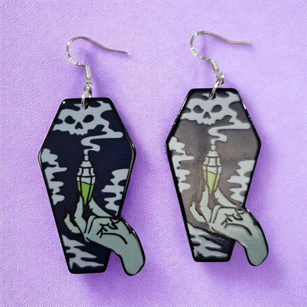 Acrylic Coffin Dangly Earrings - Premium from Uniquely Holt - Just £4.99! Shop now at Uniquely Holt