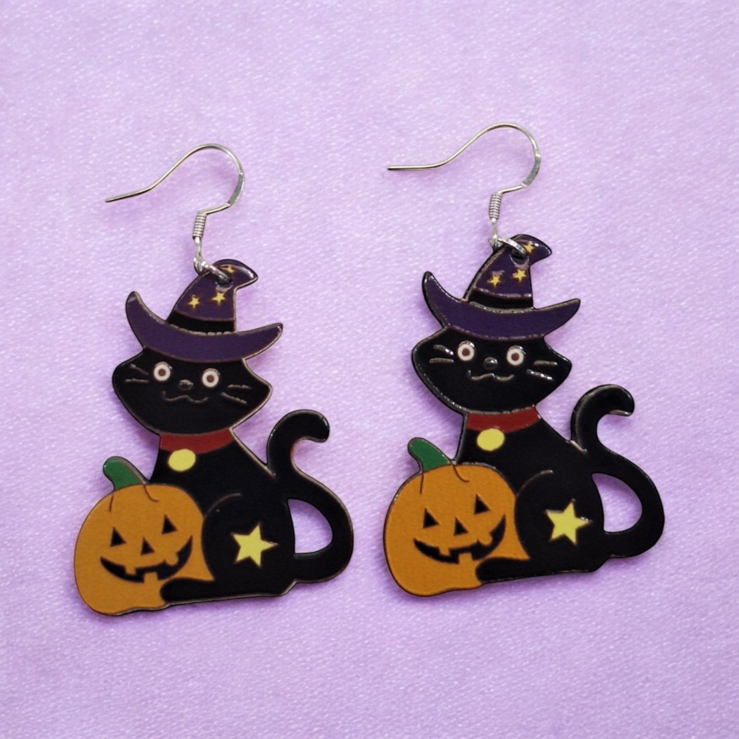 Cat And Pumpkin Dangly Earrings - Premium from Uniquely Holt - Just £4.99! Shop now at Uniquely Holt