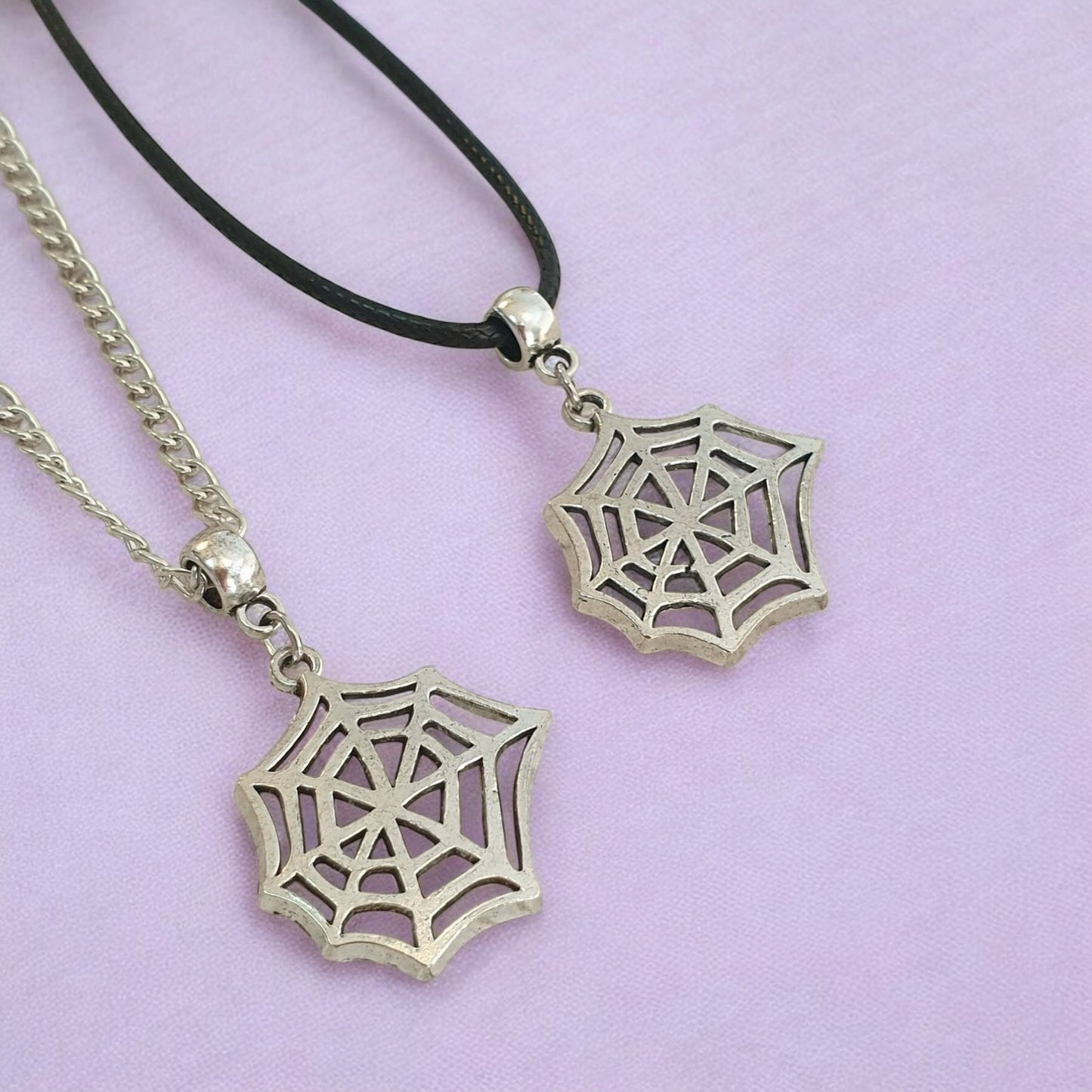 Cobweb Spider Web Charm Necklace Silver Plated Or Waxed Cord Variable Lengths, Gift Packaged, Spooky Halloween Gift - Premium from Etsy - Just £5.49! Shop now at Uniquely Holt