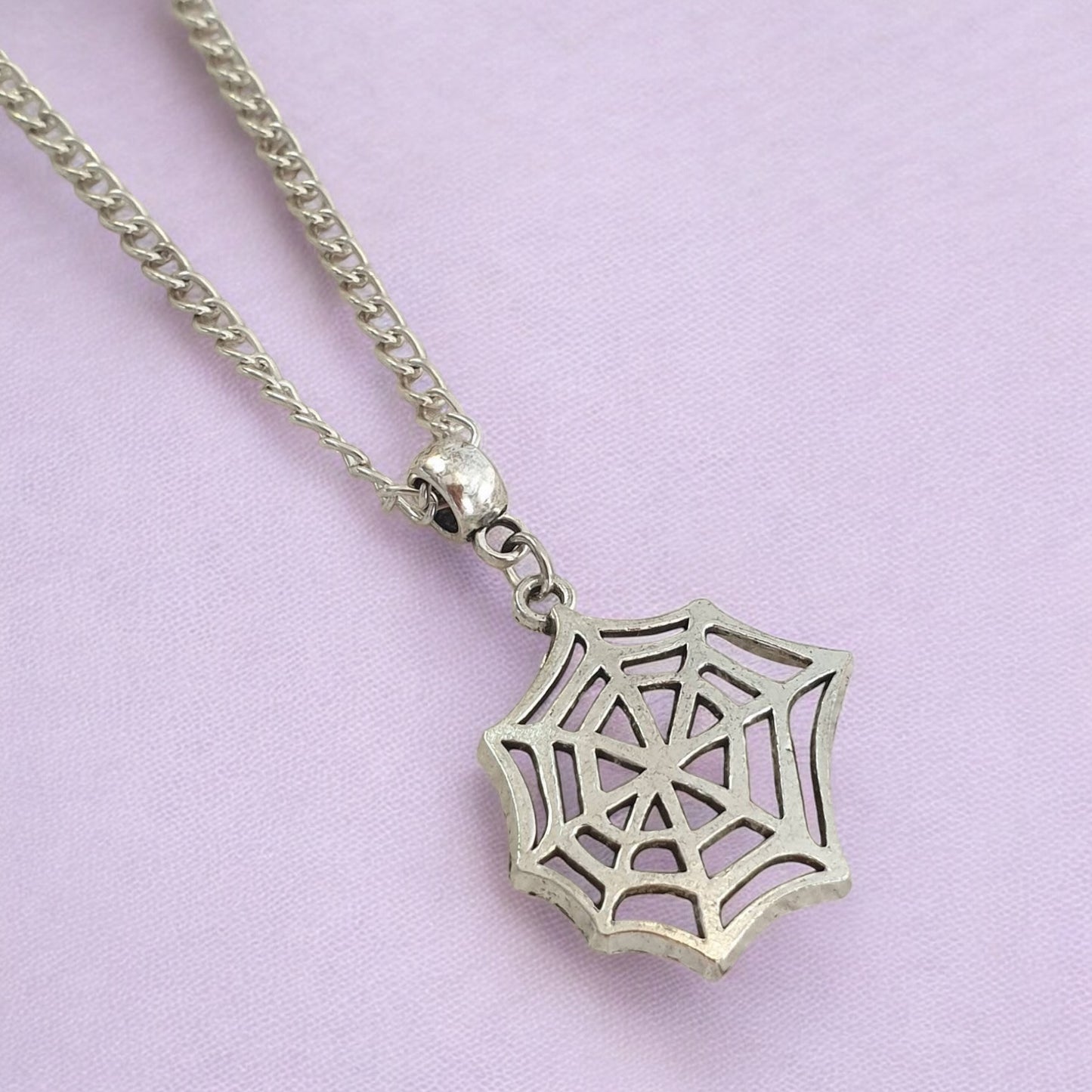 Cobweb Spider Web Charm Necklace Silver Plated Or Waxed Cord Variable Lengths, Gift Packaged, Spooky Halloween Gift - Premium from Etsy - Just £5.49! Shop now at Uniquely Holt