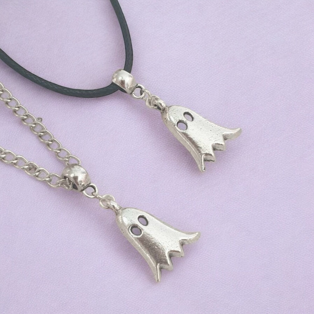 Ghost Charm Necklace Silver Plated Or Waxed Cord Variable Lengths, Gift Packaged, Spooky Halloween Gift - Premium from Etsy - Just £5.49! Shop now at Uniquely Holt