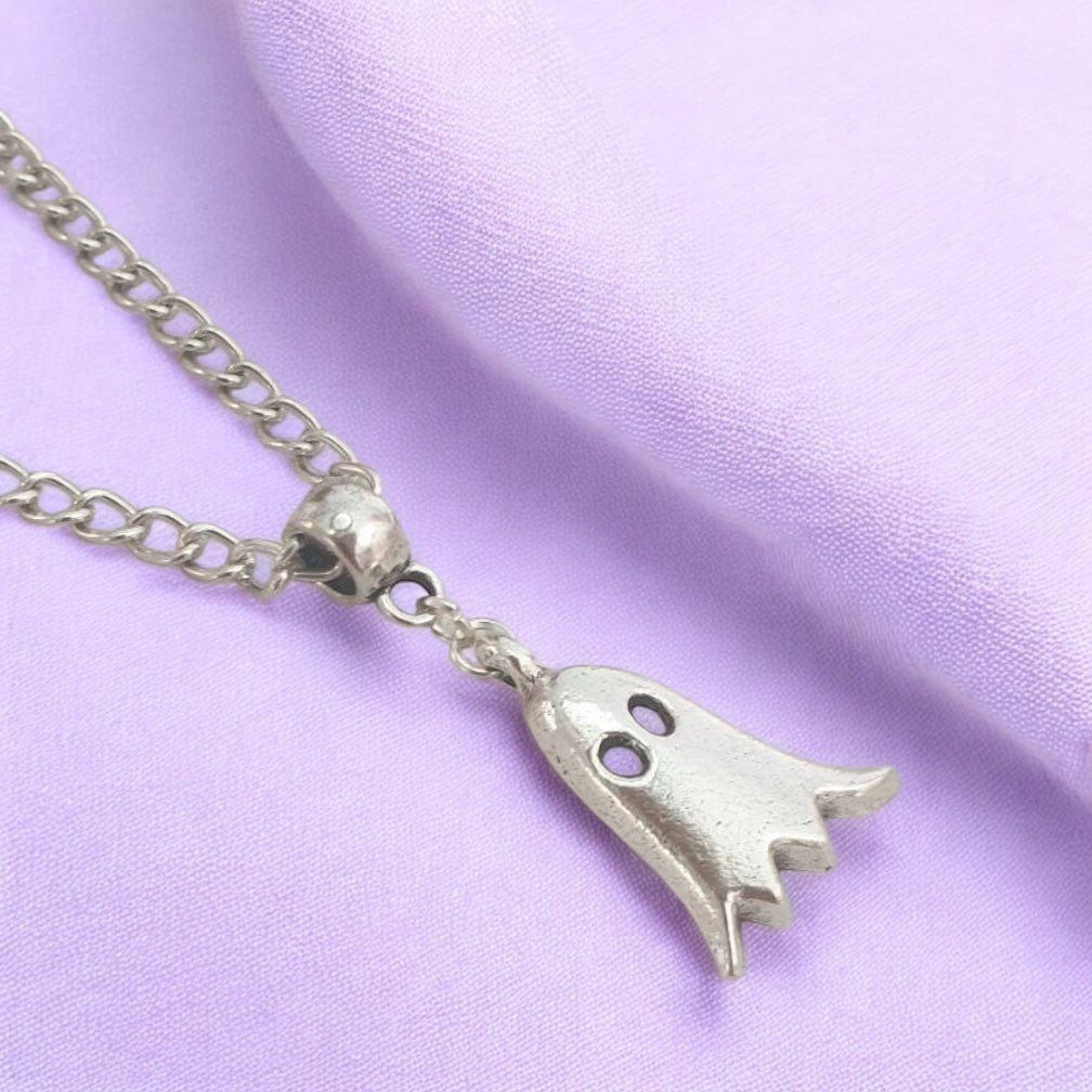 Ghost Charm Necklace Silver Plated Or Waxed Cord Variable Lengths, Gift Packaged, Spooky Halloween Gift - Premium from Etsy - Just £5.49! Shop now at Uniquely Holt
