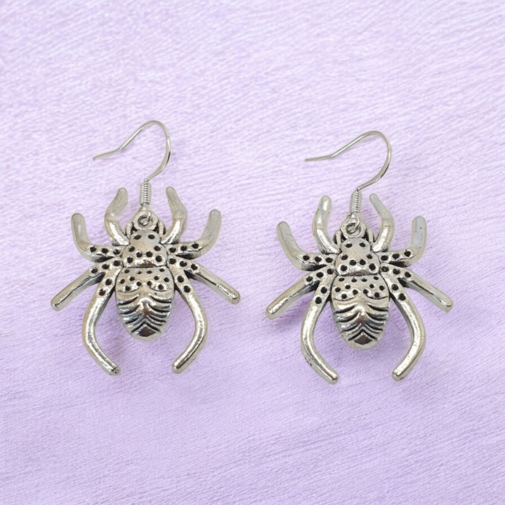 Large Silver Coloured Spider Dangly Earrings - Premium from Uniquely Holt - Just £4.99! Shop now at Uniquely Holt