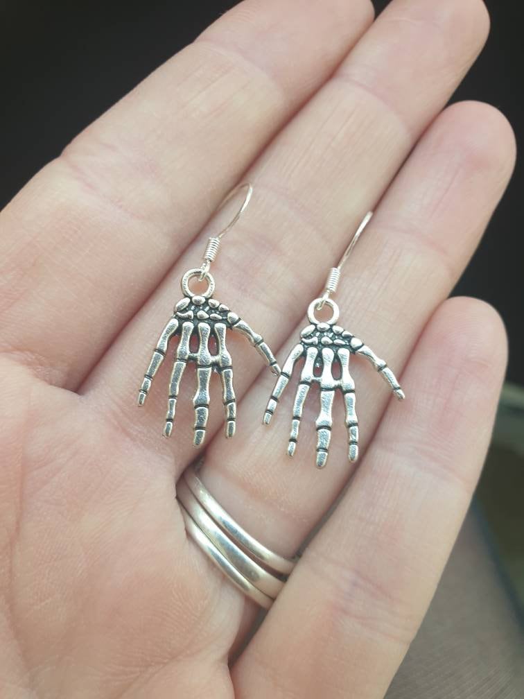 Skeleton Hand Charm Earrings, Gifts For Her, Fun Jewellery - Premium from Etsy - Just £4.99! Shop now at Uniquely Holt