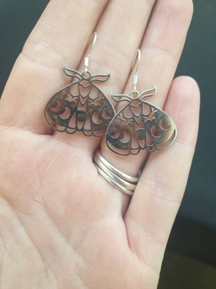 Moth Dangly Charm Earrings In Gift Bag, Moth Lover, Gifts For Her - Premium from Etsy - Just £4.99! Shop now at Uniquely Holt