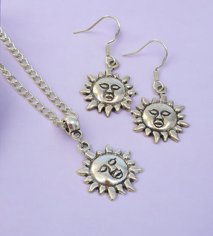 Sun Charm Jewellery Set, Dangly Earring And Necklace Set In Gift Bag, Cord Or Chain Options - Premium  from Etsy - Just £8.99! Shop now at Uniquely Holt