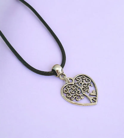 Tree Of Life Heart Charm Necklace Silver Plated Or Waxed Cord Variable Lengths, Gift Packaged - Premium  from Etsy - Just £5.49! Shop now at Uniquely Holt